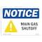 Signmission OSHA Notice Sign, 7" Height, 10" Width, Rigid Plastic, NOTICE Main Gas Shutoff Sign, Landscape OS-NS-P-710-L-15916 - alternate 1